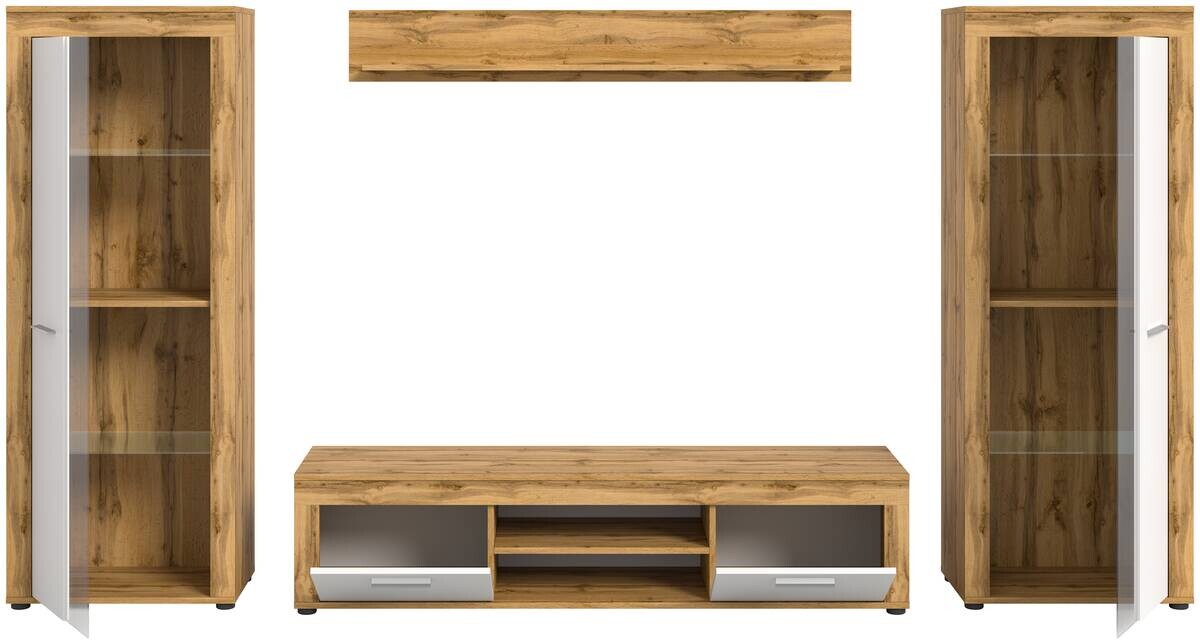 Wohnwand Jam Eiche Wotan Nachbildung weiß B/H/T: ca. 310x159x35 cm