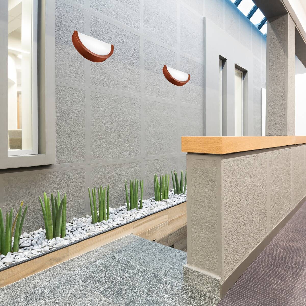 Lamkur Wandleuchte rustikal Glas Holz B/H/L: ca. 20x14x30 cm E27 1 Brennstellen