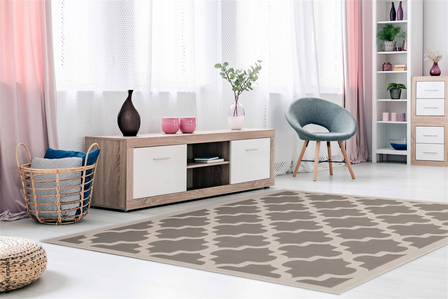 Kayoom Kurzflorteppich Manolya 2097 taupe B/L: ca. 80x150 cm