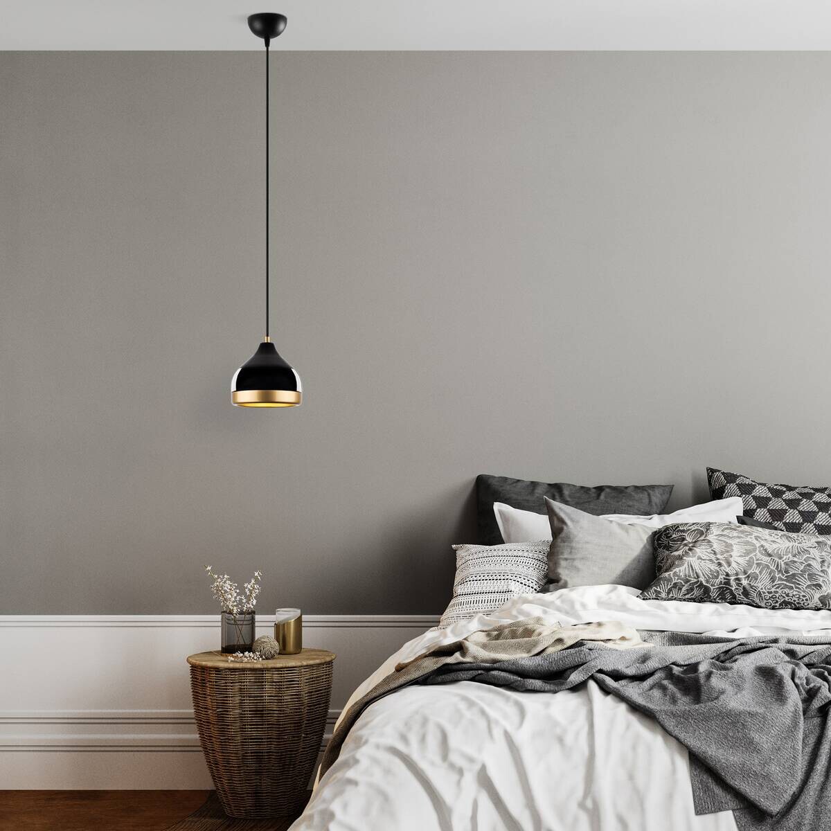 Opviq Pendelleuchte Yldo schwarz B/H/T/L/D: ca. 17x112x17x17x17 cm E27 1 Brennstellen