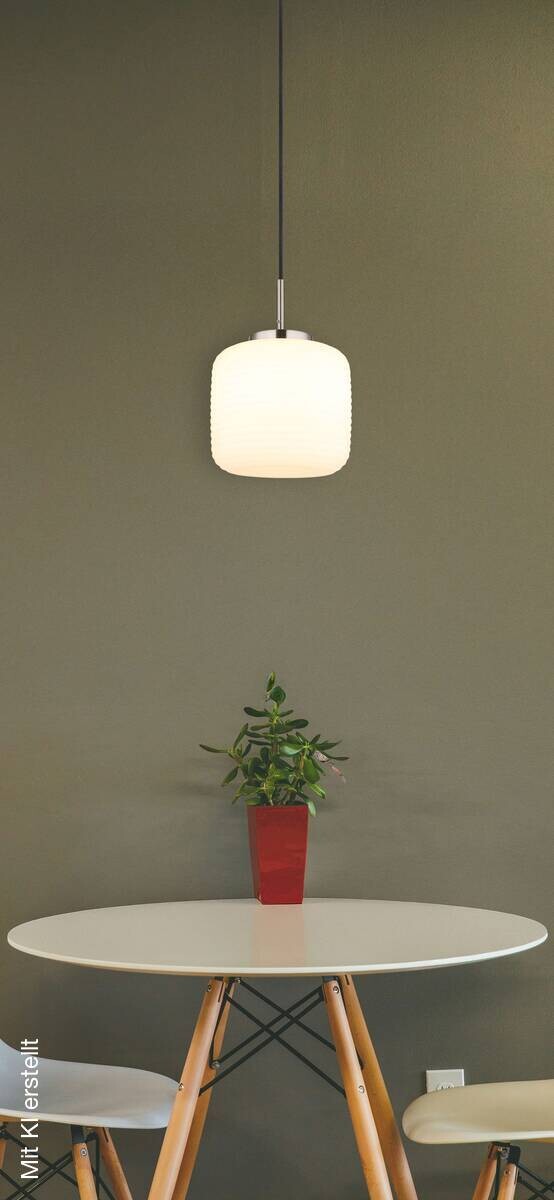 GLOBO Pendelleuchte nickel matt schwarz Opal Metall Glas H/D: ca. 130x24 cm 1 Brennstellen