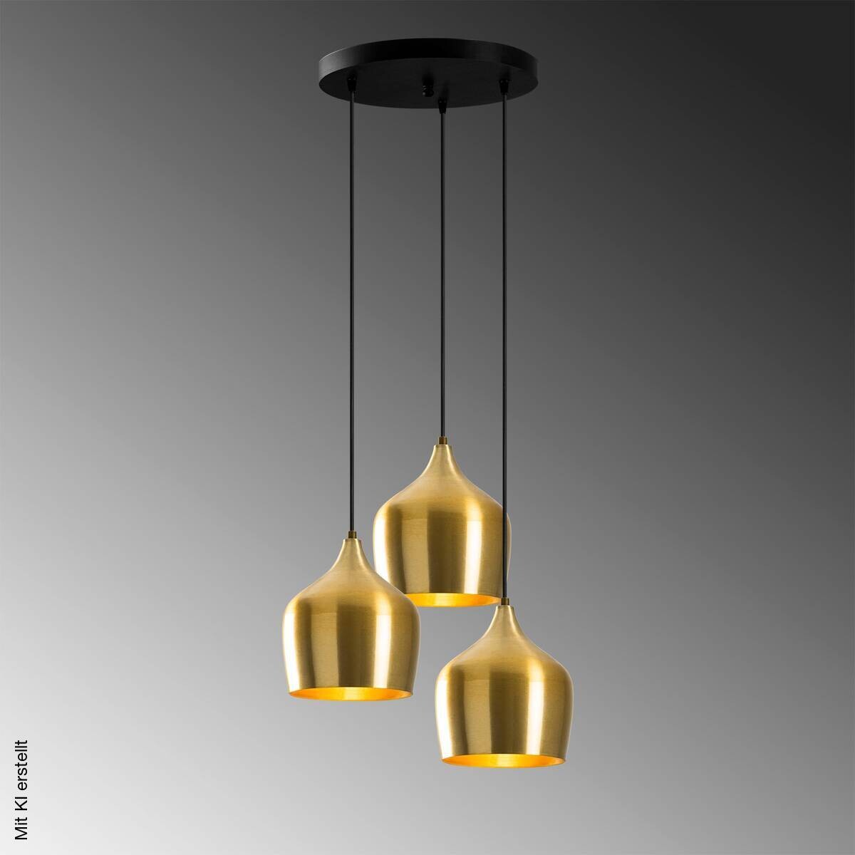 Opviq Pendelleuchte gold B/H/T: ca. 46x124x46 cm E27 3 Brennstellen