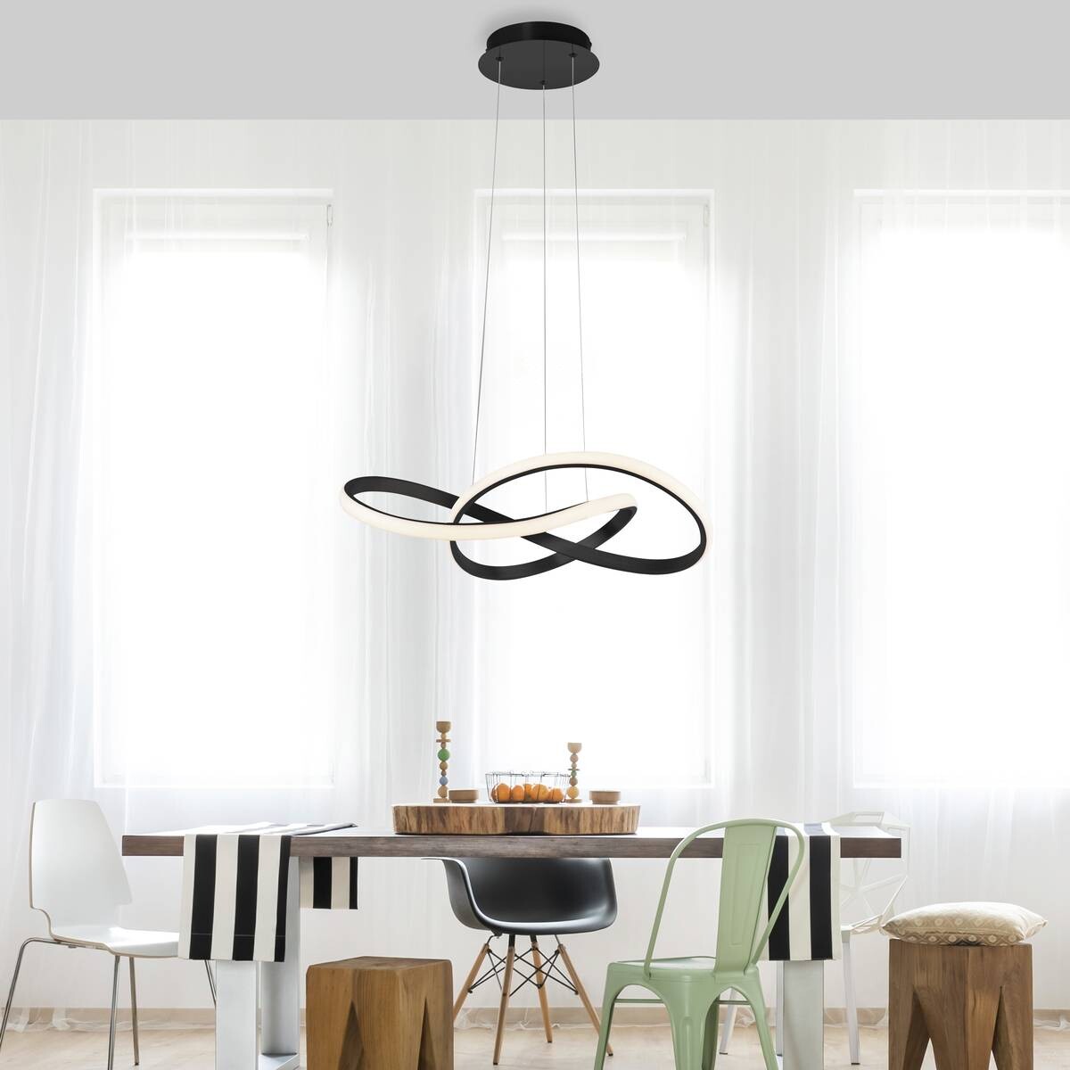 Just Light LED-Pendelleuchte MARIA 15402-18 schwarz Aluminium Gummi H/D: ca. 120x57 cm 1 Brennstellen