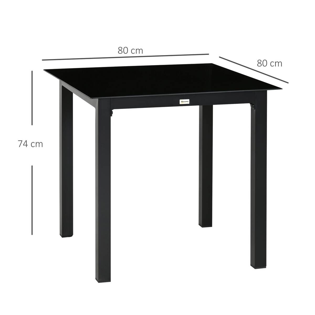 Outsunny Gartentisch schwarz Aluminium B/H/L: ca. 80x80x74 cm