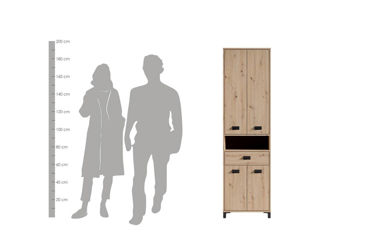 Hochschrank WELLNESS Eiche Artisan Nachbildung schwarz schwarz B/H/T: ca. 54x193x31 cm