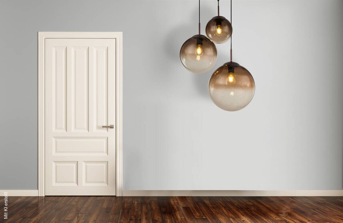 GLOBO Pendelleuchte Varus braun amber Glas Metall H/D: ca. 120x51 cm E27 3 Brennstellen