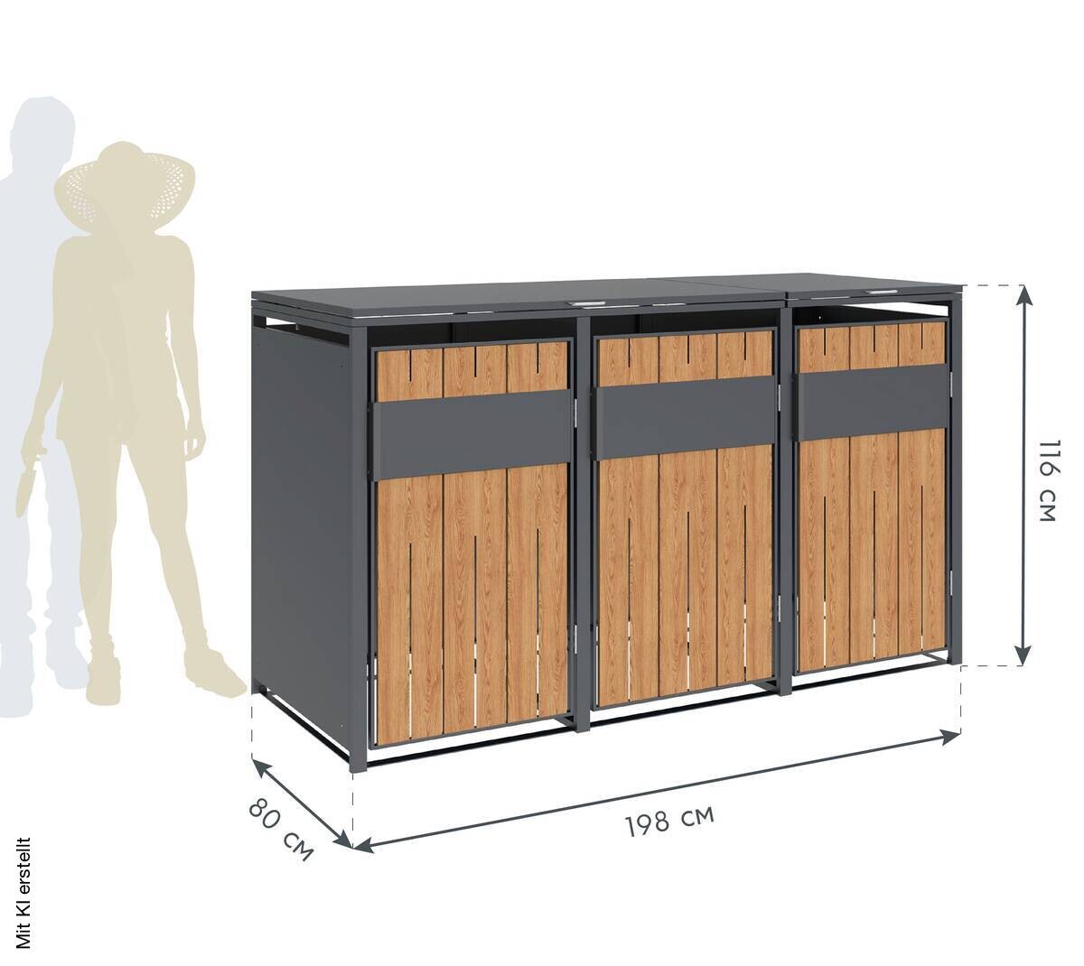 Westmann Mülltonnenbox Varius Holzoptik B/H/L: ca. 198x116x80 cm