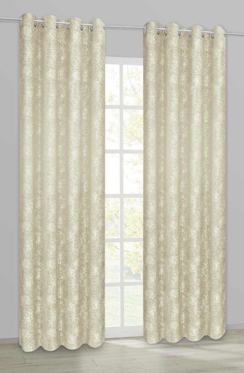 POCOline Ösenvorhang Roses beige B/H: ca. 140x245 cm