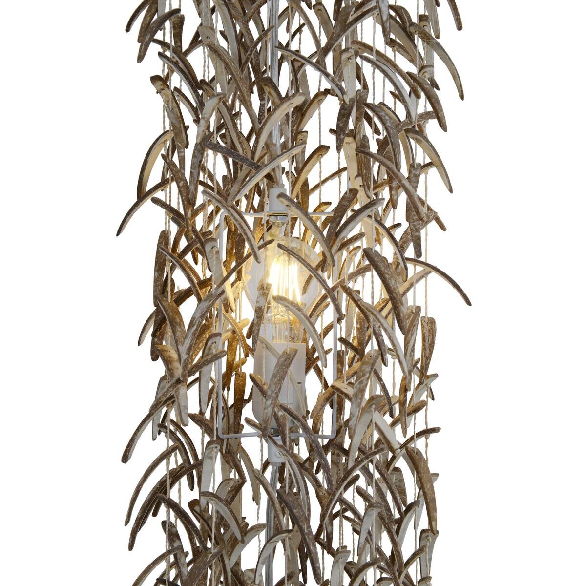 Näve Leuchten Pendelleuchte 6121111 beige Holz B/H/T: ca. 30x180x30 cm E27 3 Brennstellen