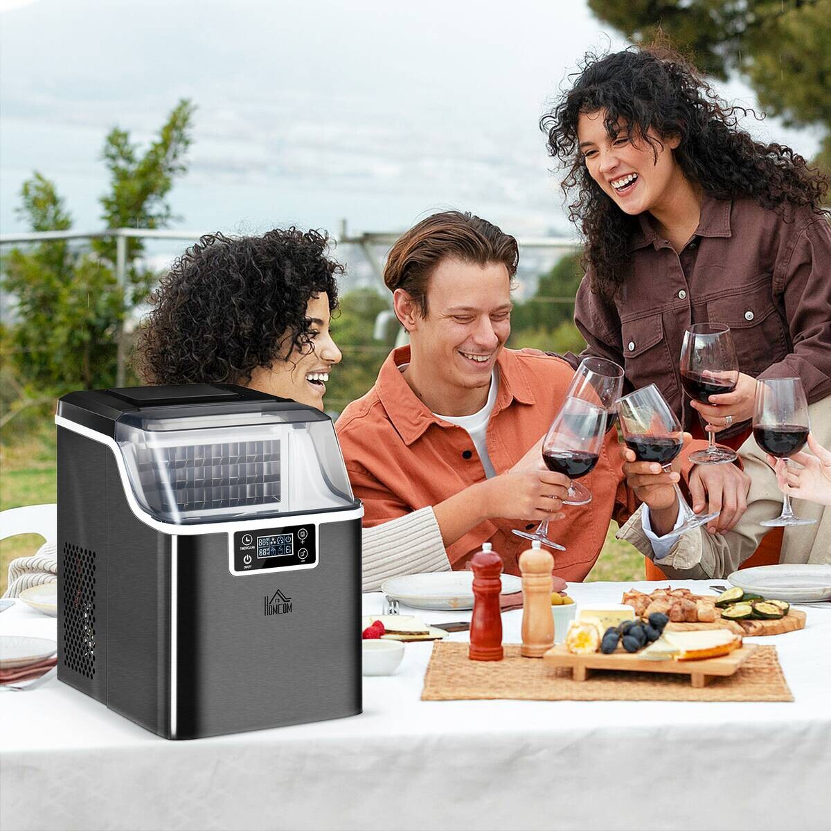 HOMCOM Küchengerät schwarz Polypropylen Edelstahl Kupfer B/H/L: ca. 36x25,2x37,1 cm