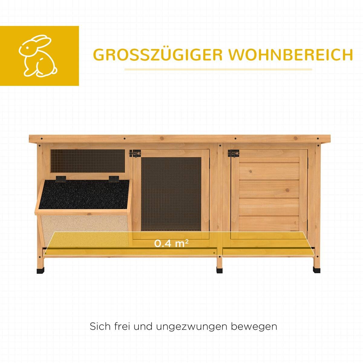 PawHut Kleintierstall natur Holz B/H/L: ca. 50x54x112 cm
