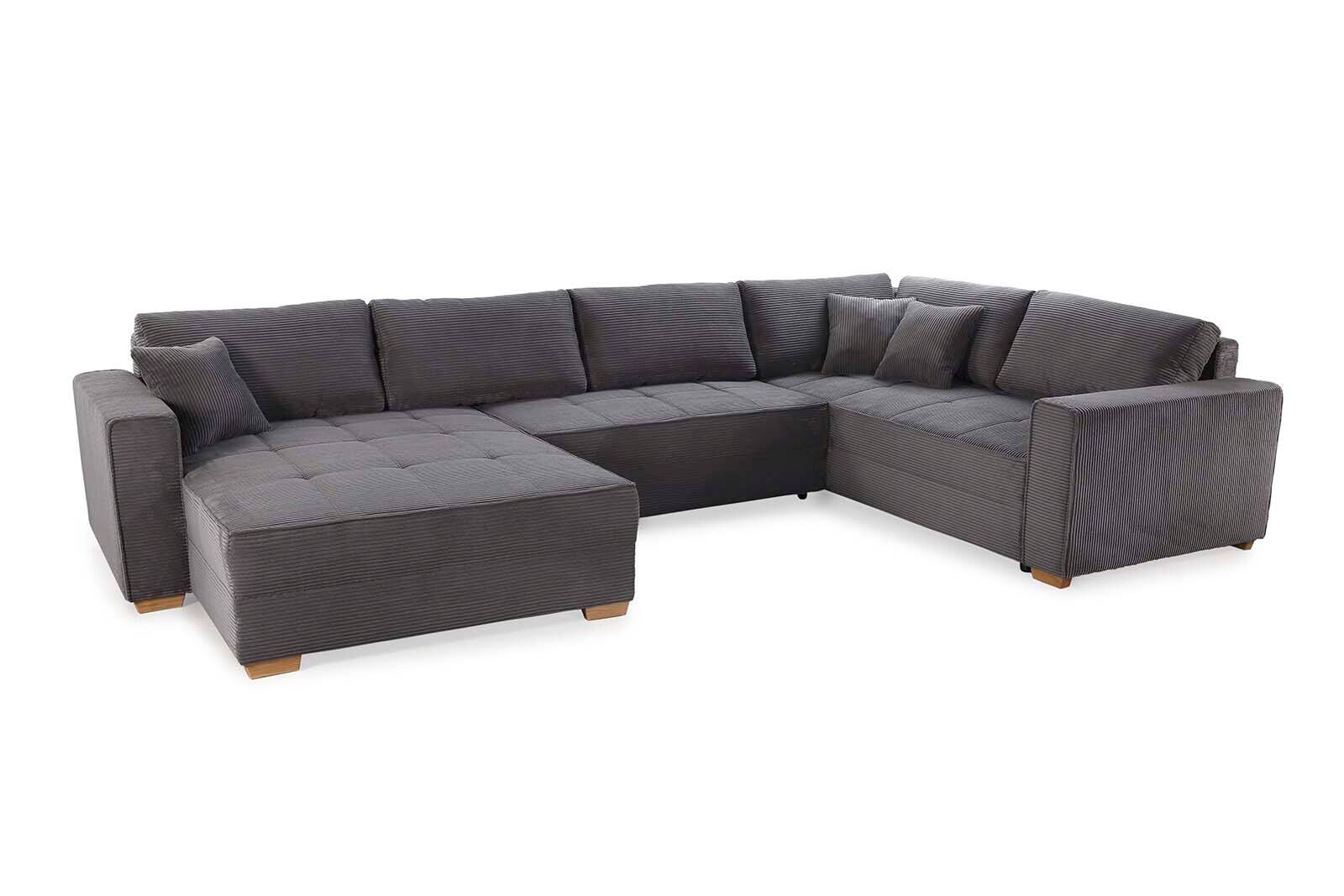 Wohnlandschaft grau Microfaser B/H/T: ca. 379x86x227 cm