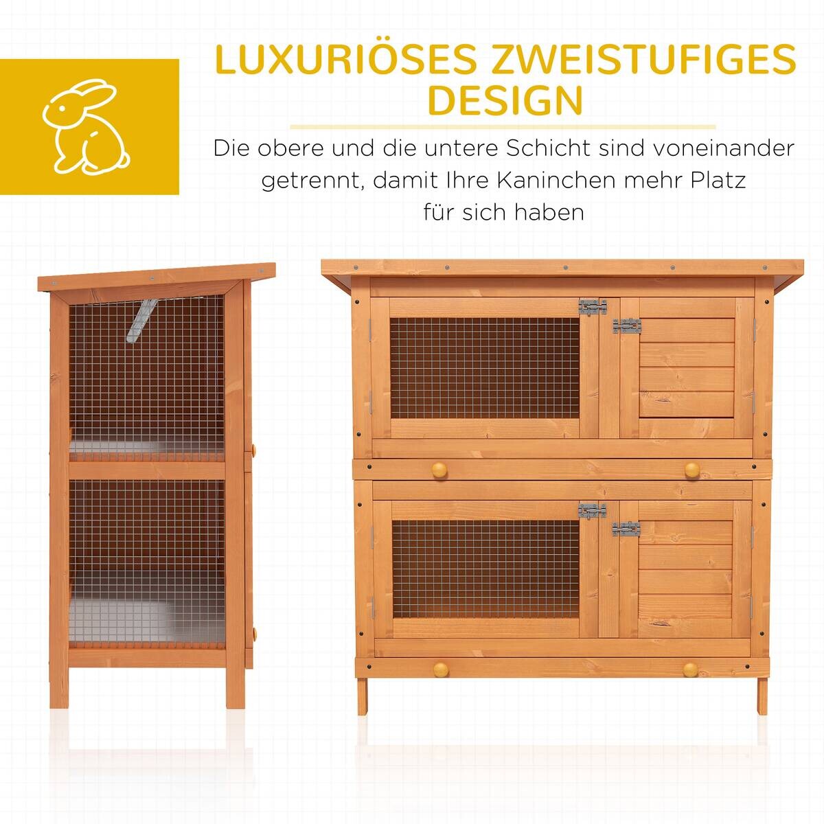 PawHut Kleintierstall grün Holz B/H/L: ca. 45x90x90 cm
