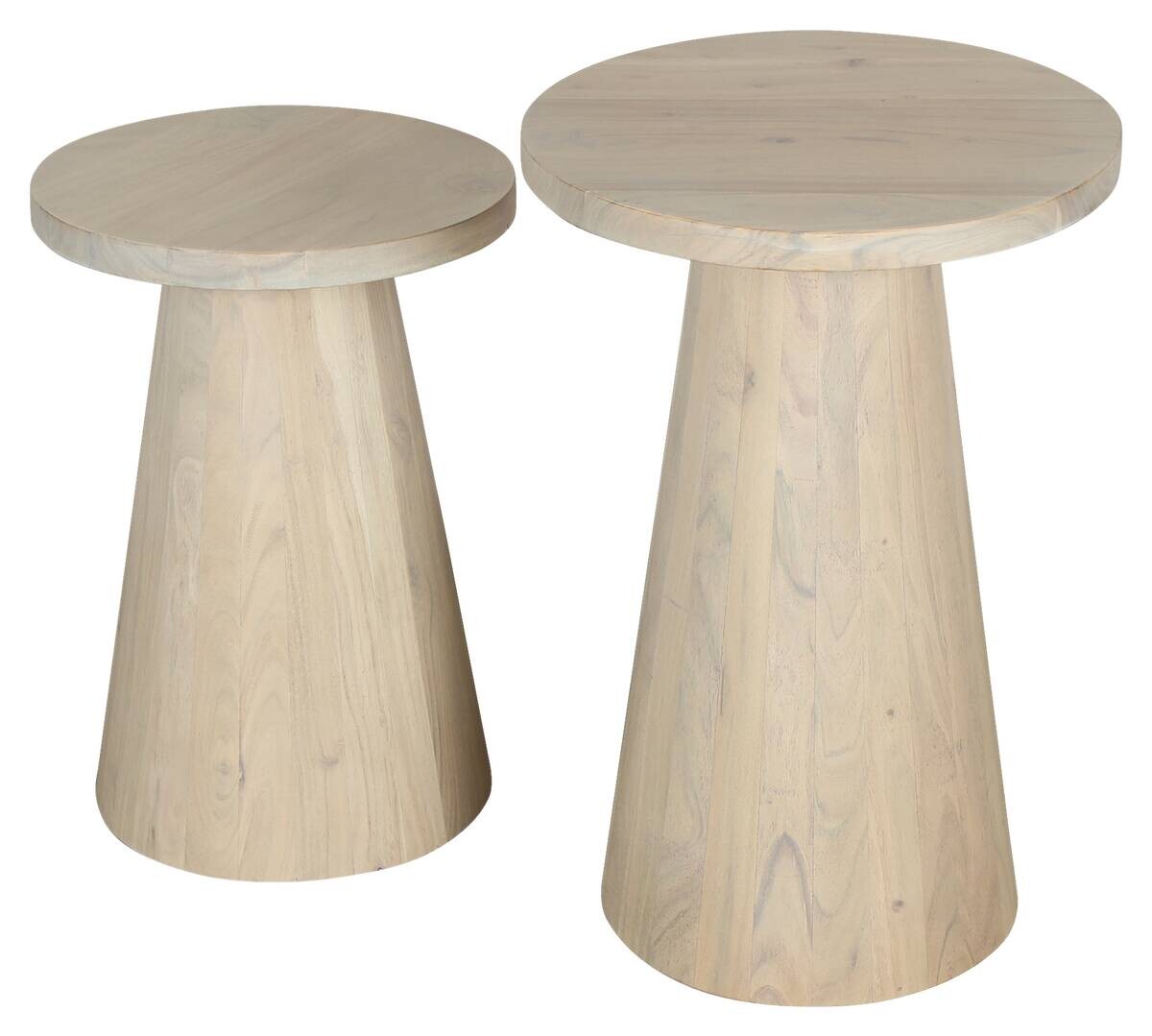 Beistelltisch CONE, 2er-Set weiß gekälkt Akazie H/D: ca. 60x40 cm