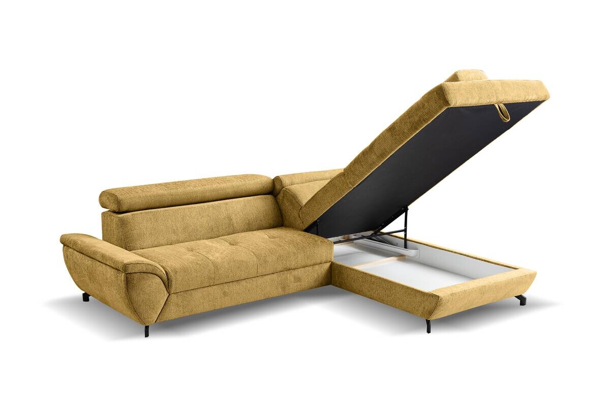 Ecksofa mit Bettfunktion und Bettkasten senf Microfaser B/H/T: ca. 263x77x210 cm