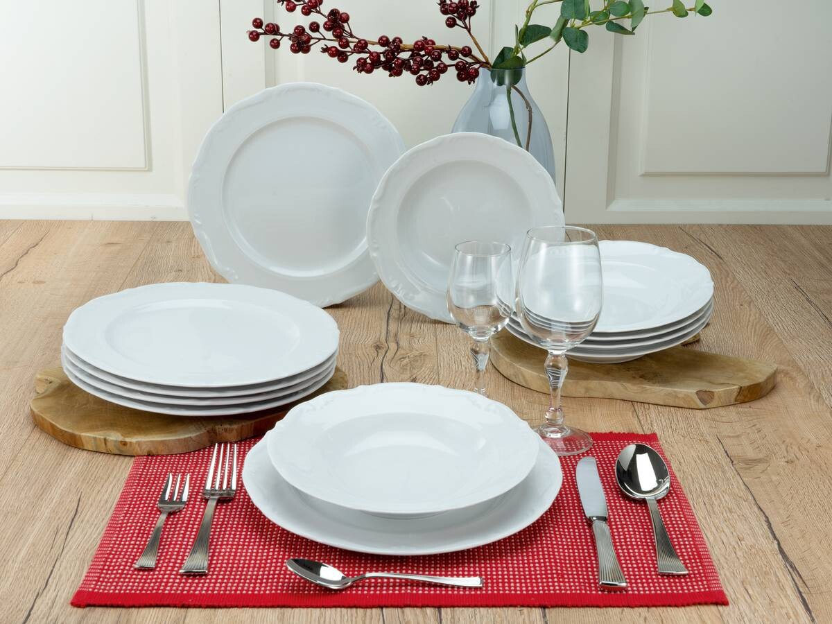 CreaTable Tafelservice Maria Theresia weiß Porzellan 12 tlg.