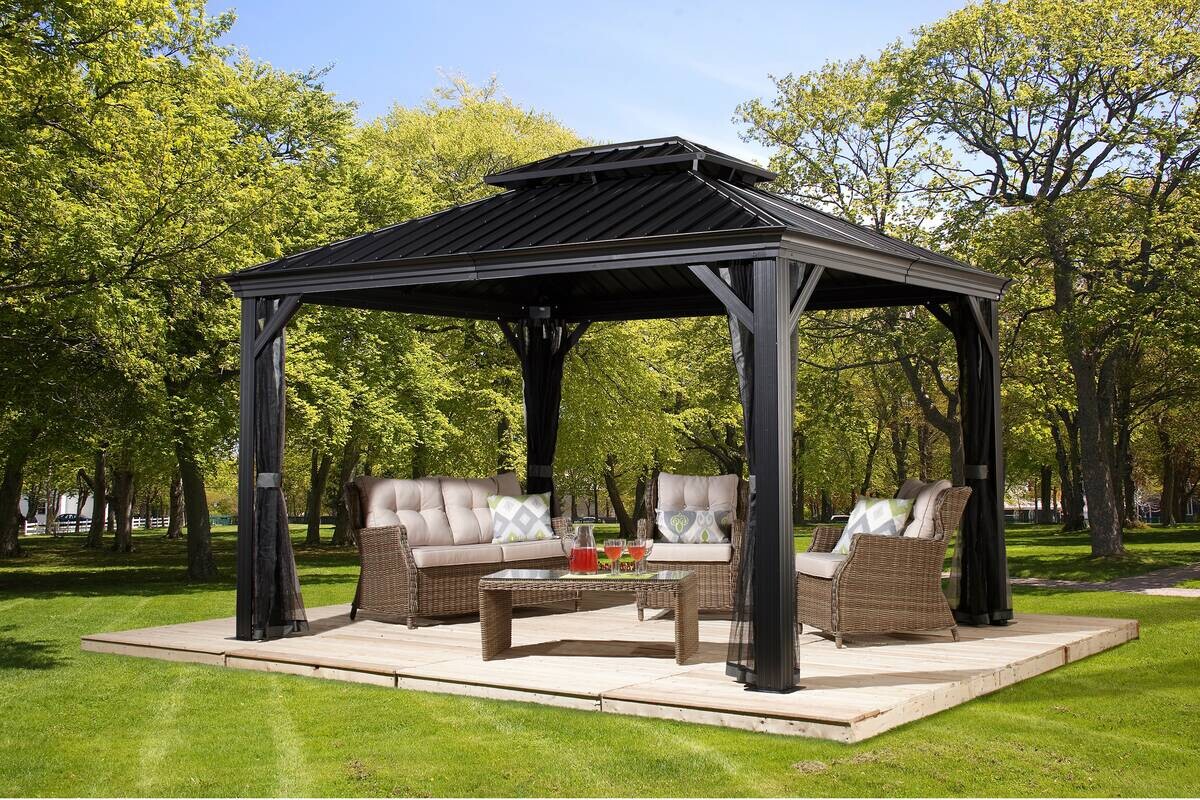 Sojag Pavillon Messina anthrazit Metall B/H/L: ca. 363x292x298 cm
