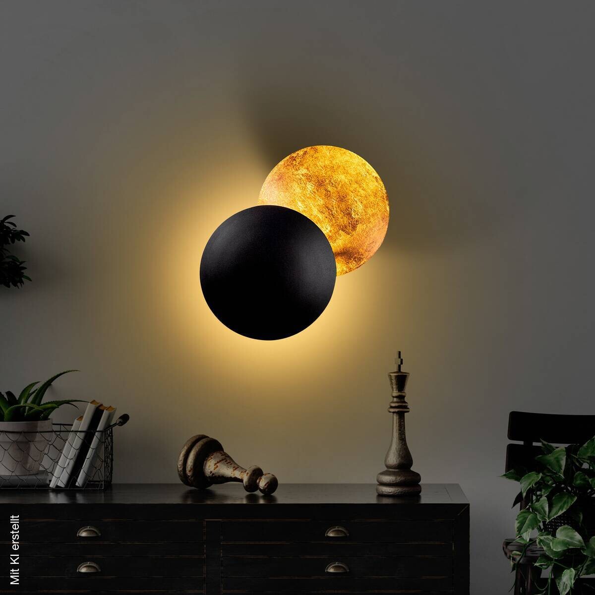 Opviq Wandleuchte Yosma-13639 schwarz Kupfer Metall B/H/T/L: ca. 16x25x16x25 cm