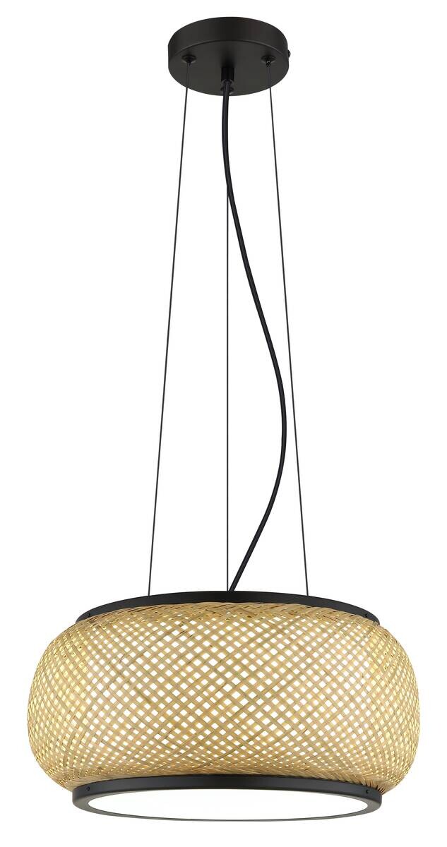 GLOBO Pendelleuchte natur mattschwarz Bambus Metall H/D: ca. 120x38 cm 1 Brennstellen