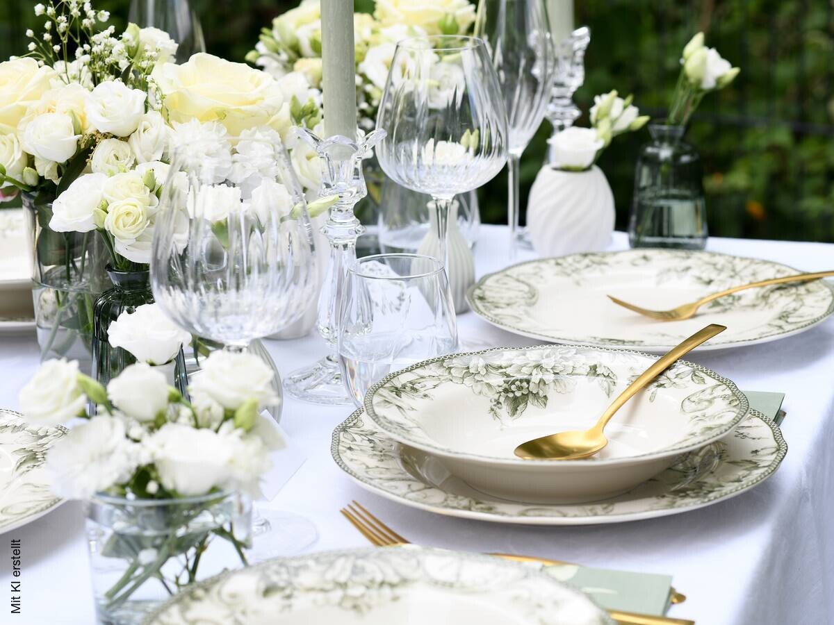 CreaTable Tafelservice Adelaide Grün grün Porzellan 8 tlg.