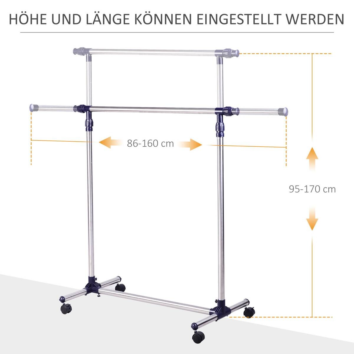 HOMCOM Garderobe silber Edelstahl B/H/L: ca. 45x86x95 cm