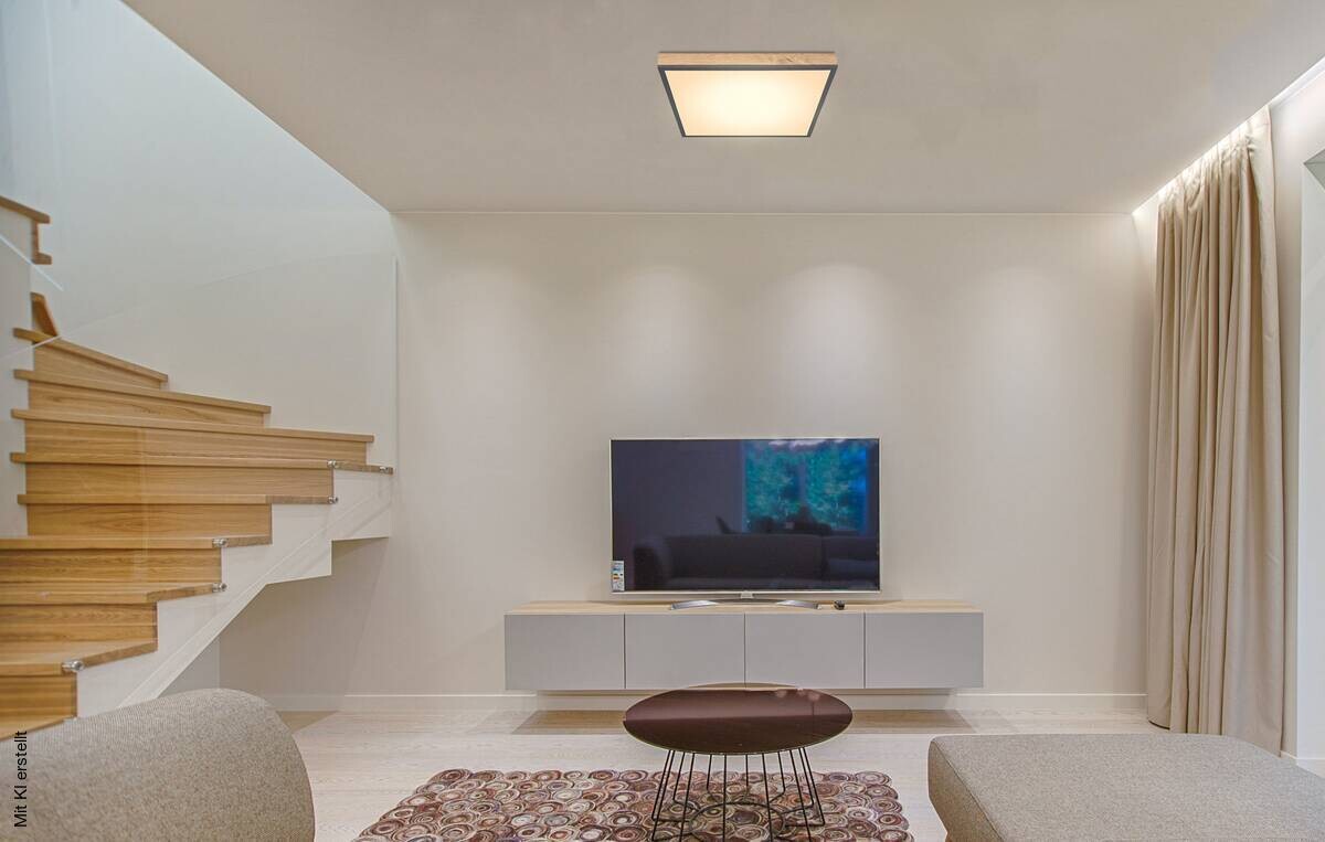 GLOBO LED-Deckenleuchte Graphit Holzoptik Aluminium Acryl MDF B/H/L: ca. 45x7,6x45 cm 1 Brennstellen