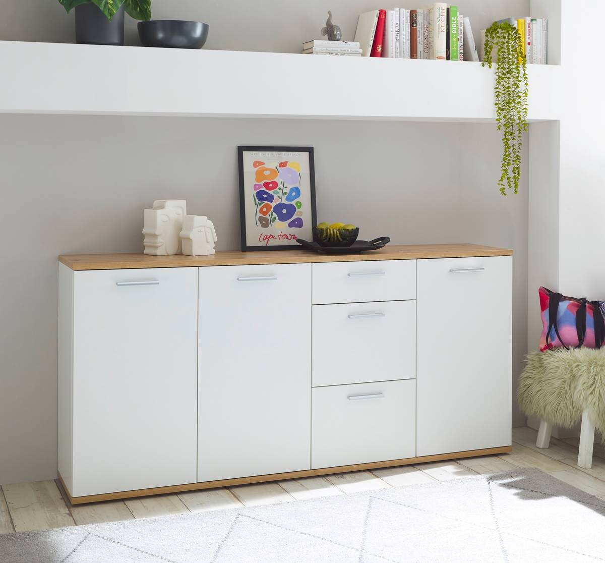 Sideboard BC 1035 weiß Eiche Artisan Nachbildung B/H/T: ca. 180x86x38 cm