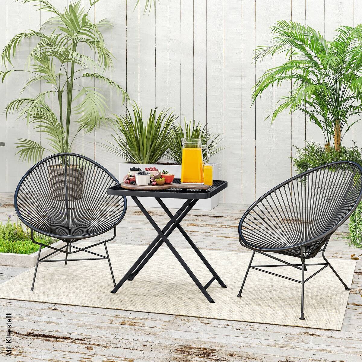 Outsunny Gartentisch schwarz Stahl B/H/L: ca. 70x72x70 cm
