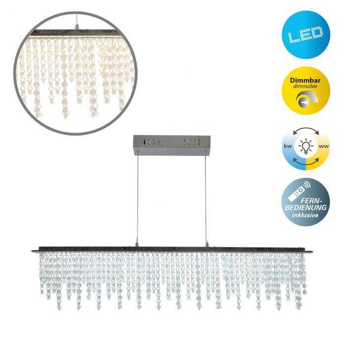 Näve Leuchten LED Pendelleuchte Chrom klar Metall Glas B/H/T: ca. 120x150x12 cm null 1 Brennstellen