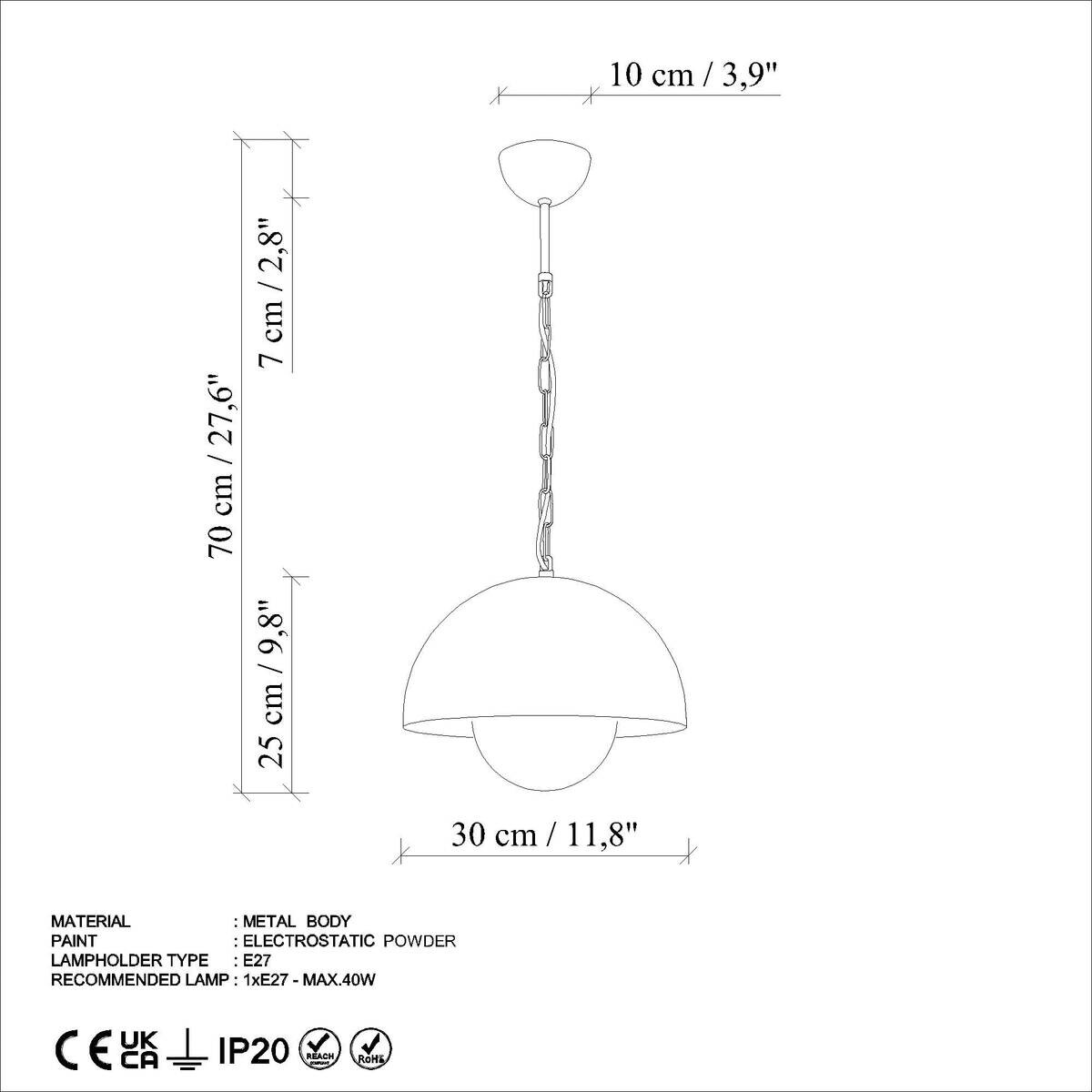 Opviq Pendelleuchte orange Metall B/H/T/L/D: ca. 30x70x30x30x30 cm E27 1 Brennstellen