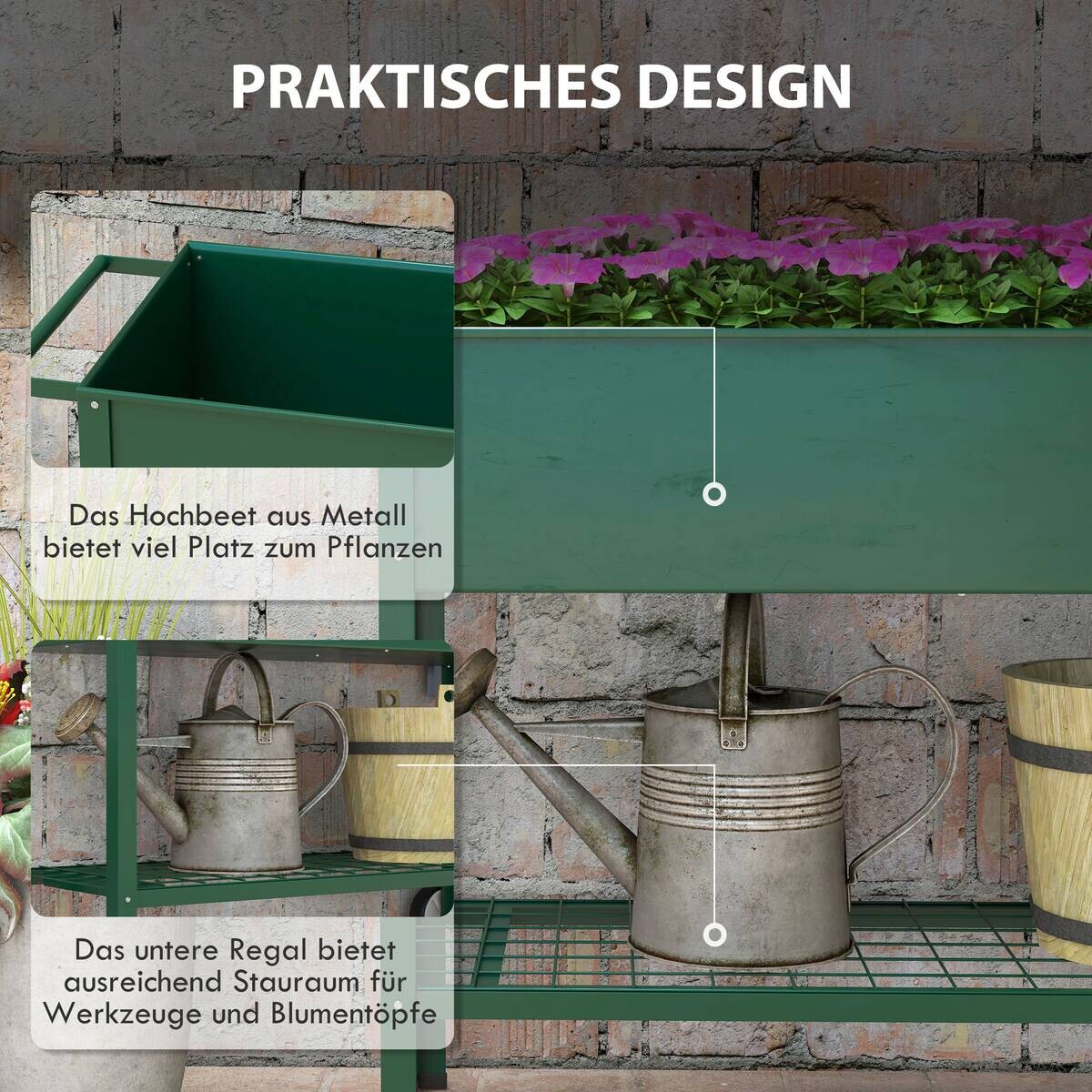 Outsunny Hochbeet grün Edelstahl B/H/L: ca. 44x109x80 cm