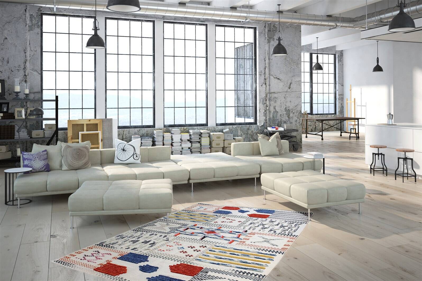 Kayoom Kurzflorteppich Empire 110 elfenbein B/L: ca. 120x170 cm