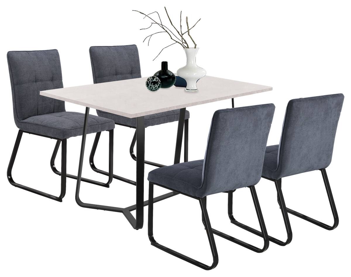 Stuhl TALEA 2er-Set dunkelgrau schwarz Webstoff Metall B/H/T: ca. 46x86x55 cm