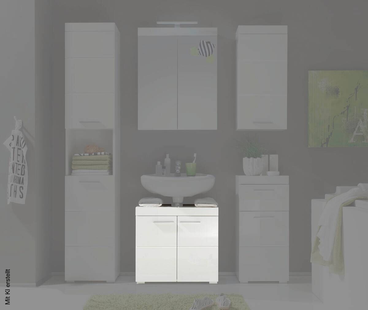 Waschbeckenunterschrank Amanda weiß weiß Hochglanz B/H/T: ca. 60x56x34 cm
