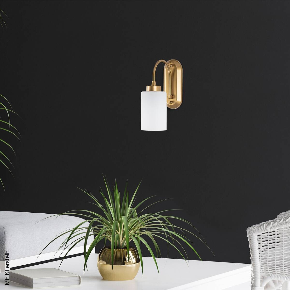 Opviq Wandleuchte gold Metall Glas B/H/L: ca. 21x28x10 cm E27 1 Brennstellen