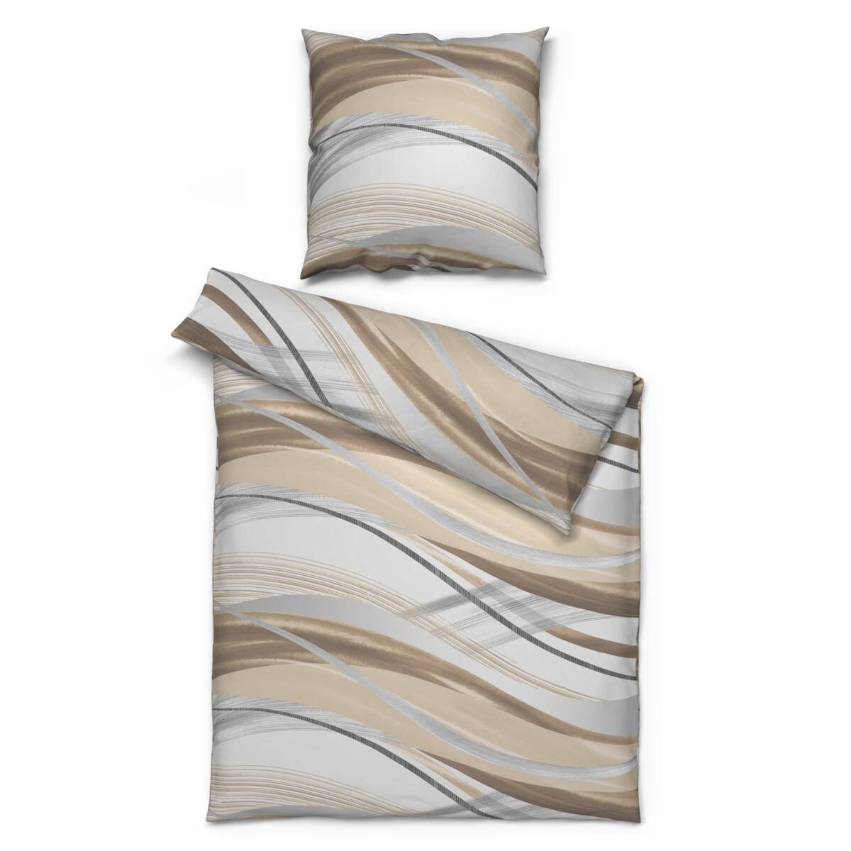beau rêve Baumwoll Bettwäsche Renforce beige weiß 100% Baumwolle B/L: ca. 135x200 cm