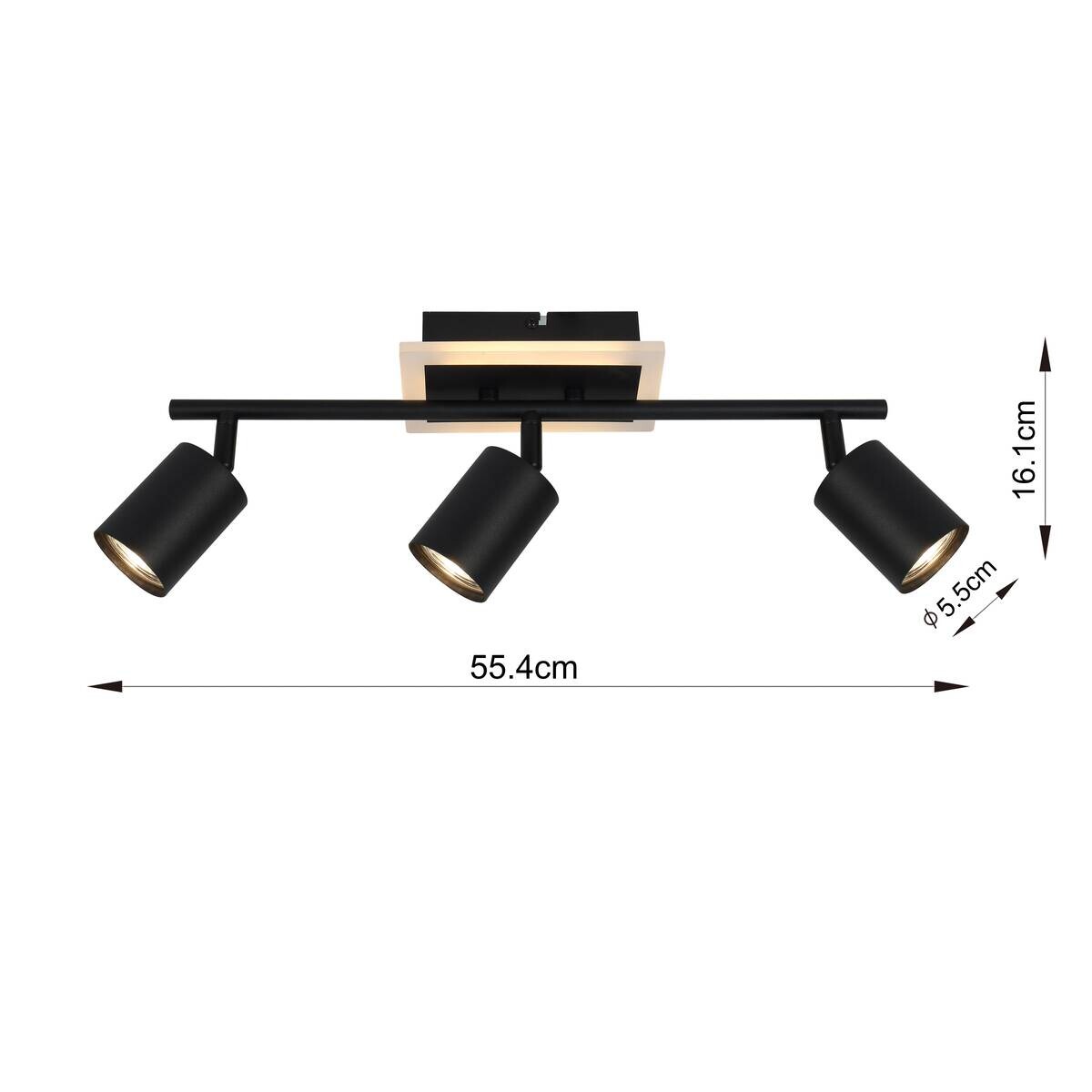 POCOline LED-Spot Akshan schwarz Metall B/H/L: ca. 9,5x16x55 cm 3 Brennstellen