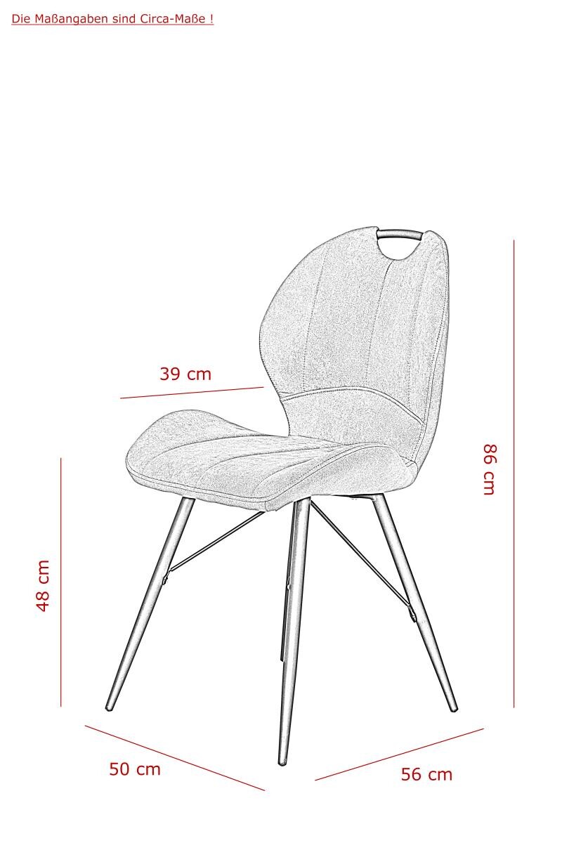 Stuhl Kate 4er Set schlamm Vintage Microfaser B/H/T: ca. 50x86x56 cm
