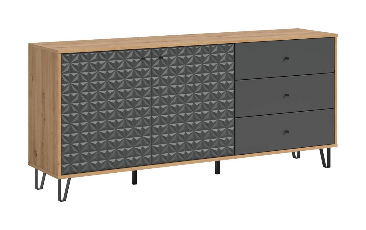 Sideboard PRISMA Artisan Oak Nachbildung anthrazit matt B/H/T: ca. 170x76x40 cm