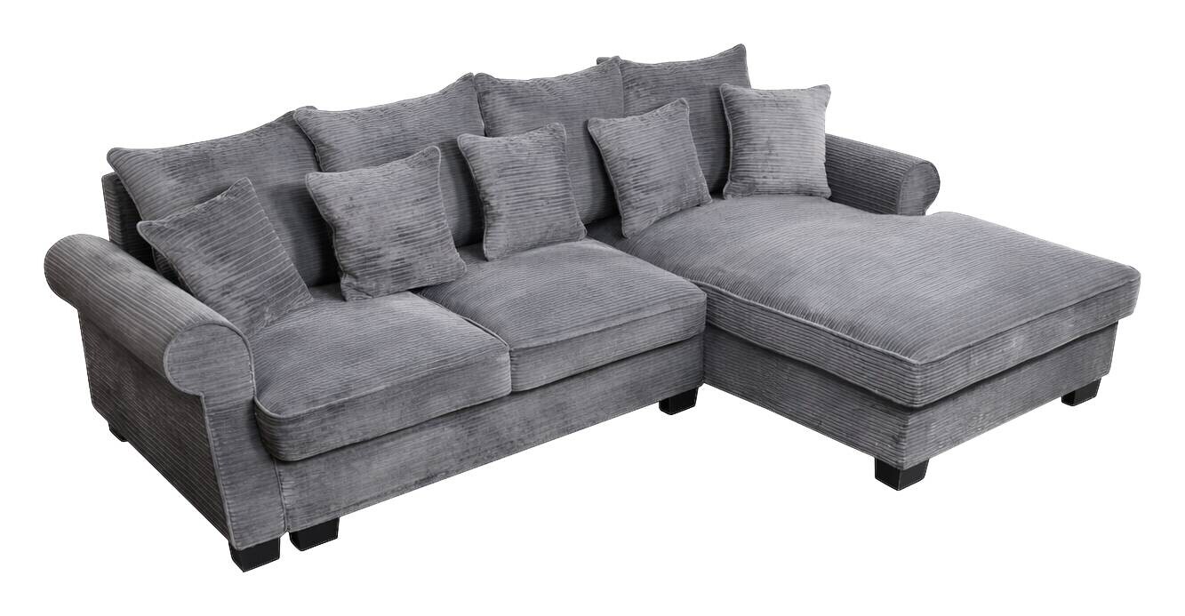 Ecksofa mit Bettfunktion und Bettkasten grau Microfaser B/H/T: ca. 293x96x178 cm