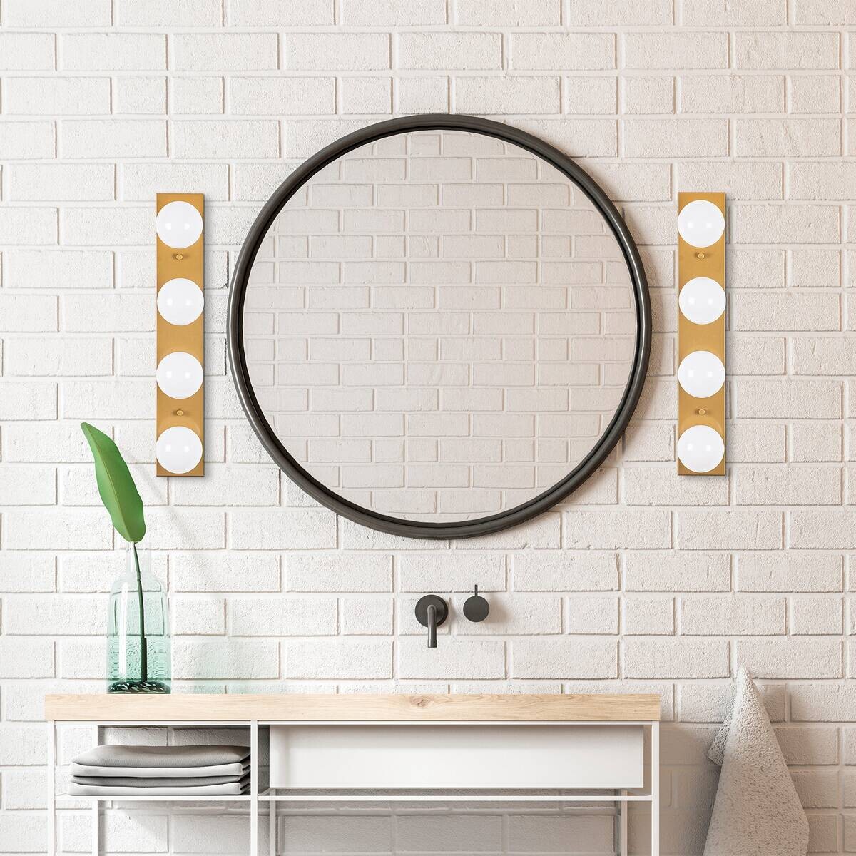 Opviq Wandleuchte gold Metall B/H/L: ca. 10x60x10 cm E27 4 Brennstellen