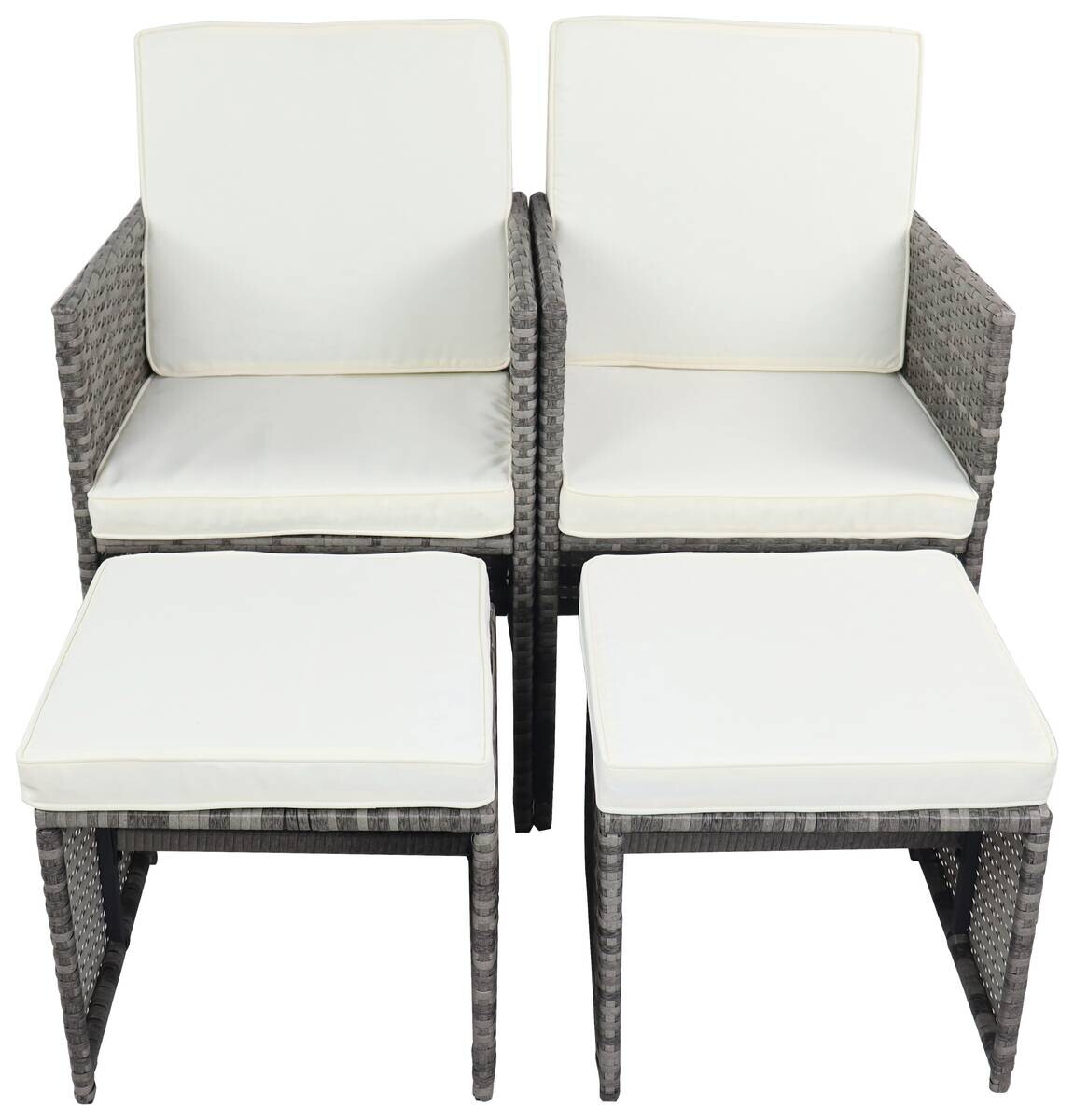 VCM Gartenstuhl 4er Set grau Rattan B/H/L: ca. 53x84x53 cm