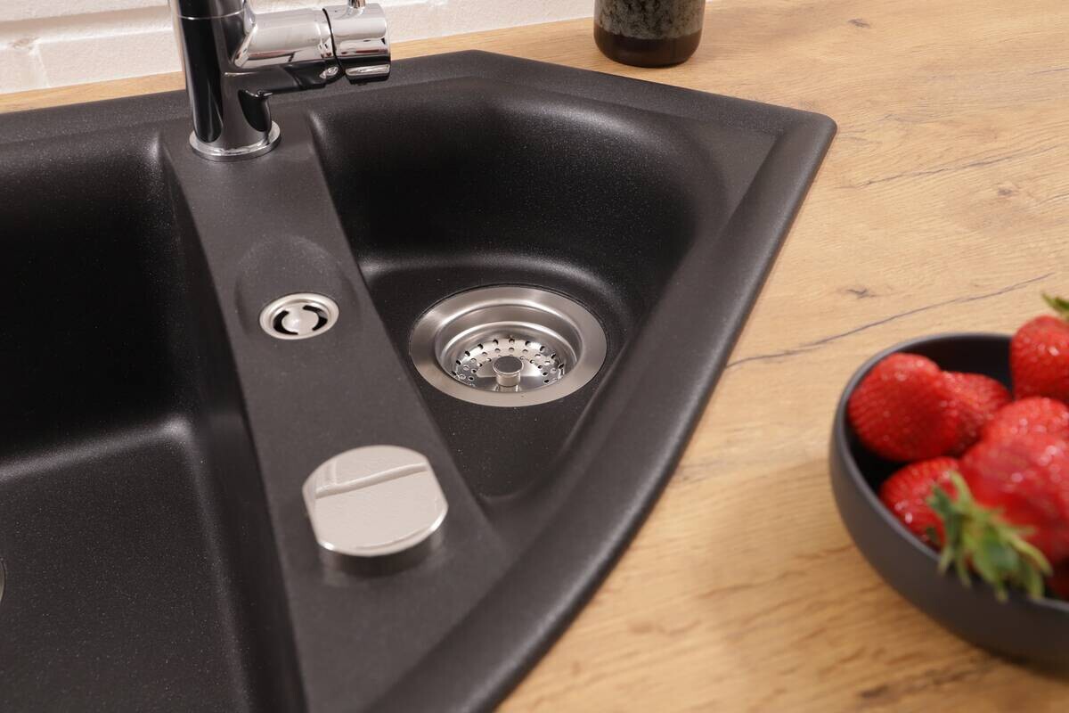 Respekta Einbauspüle Arlington schwarz Granit B/H/T: ca. 110,5x19,5x52 cm