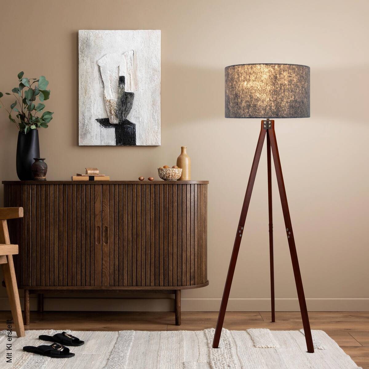 Näve Leuchten Stehlampe 2072528 natur Kunststoff Holz B/H/T: ca. 45x147x45 cm 1 Brennstellen