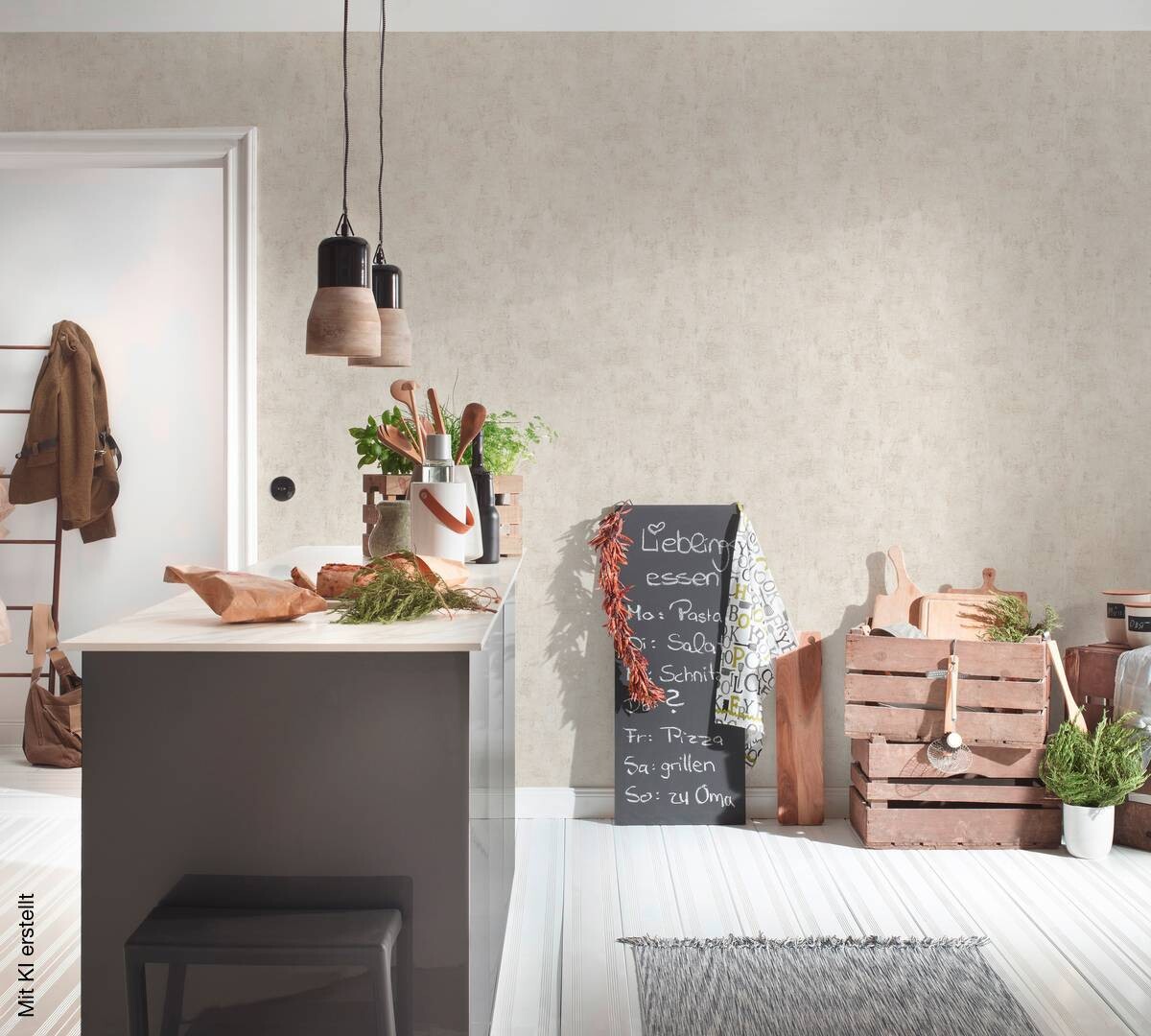 A.S.Creation Vliestapete Blooming Uni creme B/L: ca. 53x1005 cm