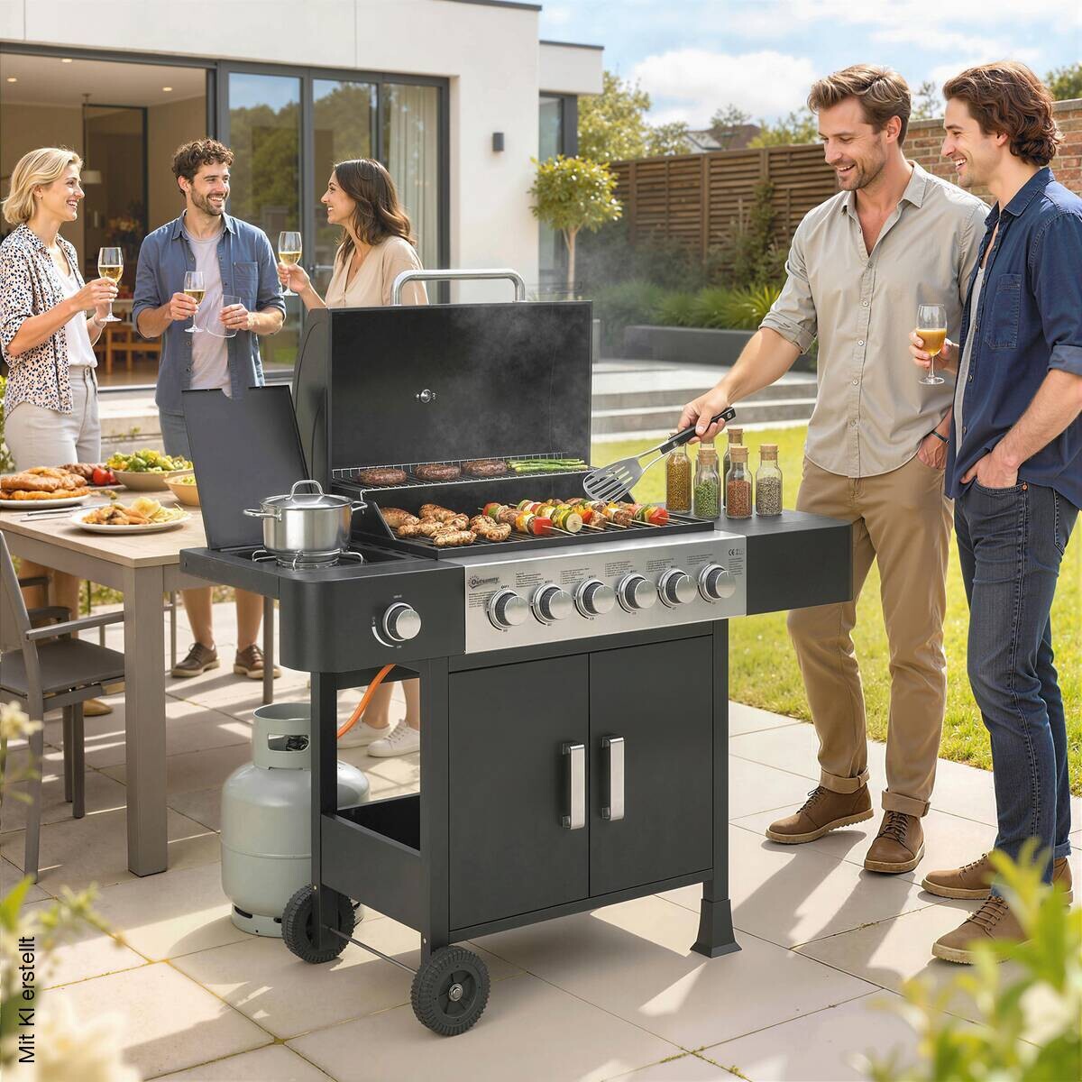 Outsunny Gasgrill Edelstahl B/H/L: ca. 51x101x135 cm