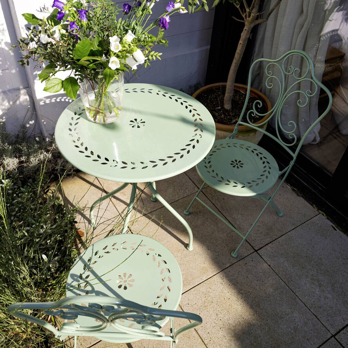 AXI Outdoor Living Bistroset Marilo grün Metall B/H/L: ca. 60x92x60 cm