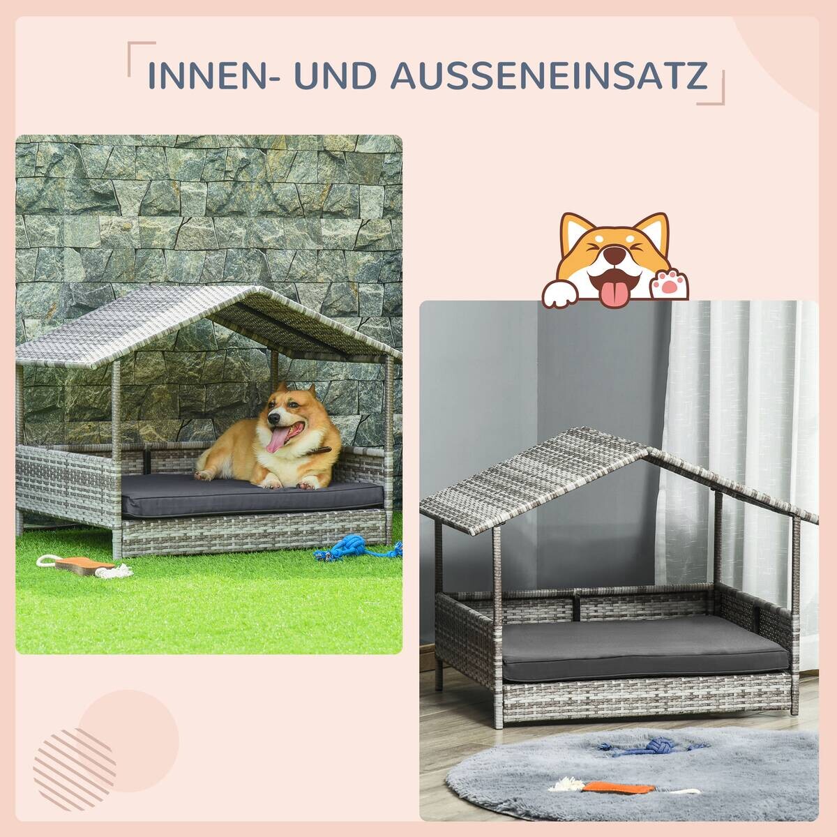 PawHut Hunde-Zubehör grau Polyester B/H/L: ca. 98x69x70 cm