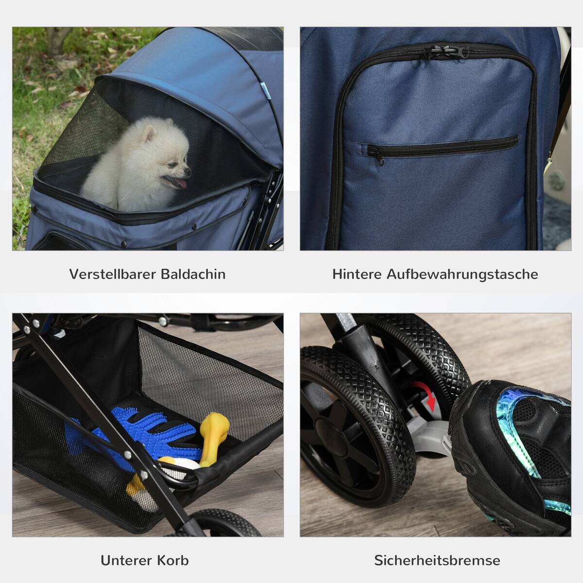 PawHut Hunde-Zubehör blau Polyester B/H/L: ca. 52x76,5x95 cm