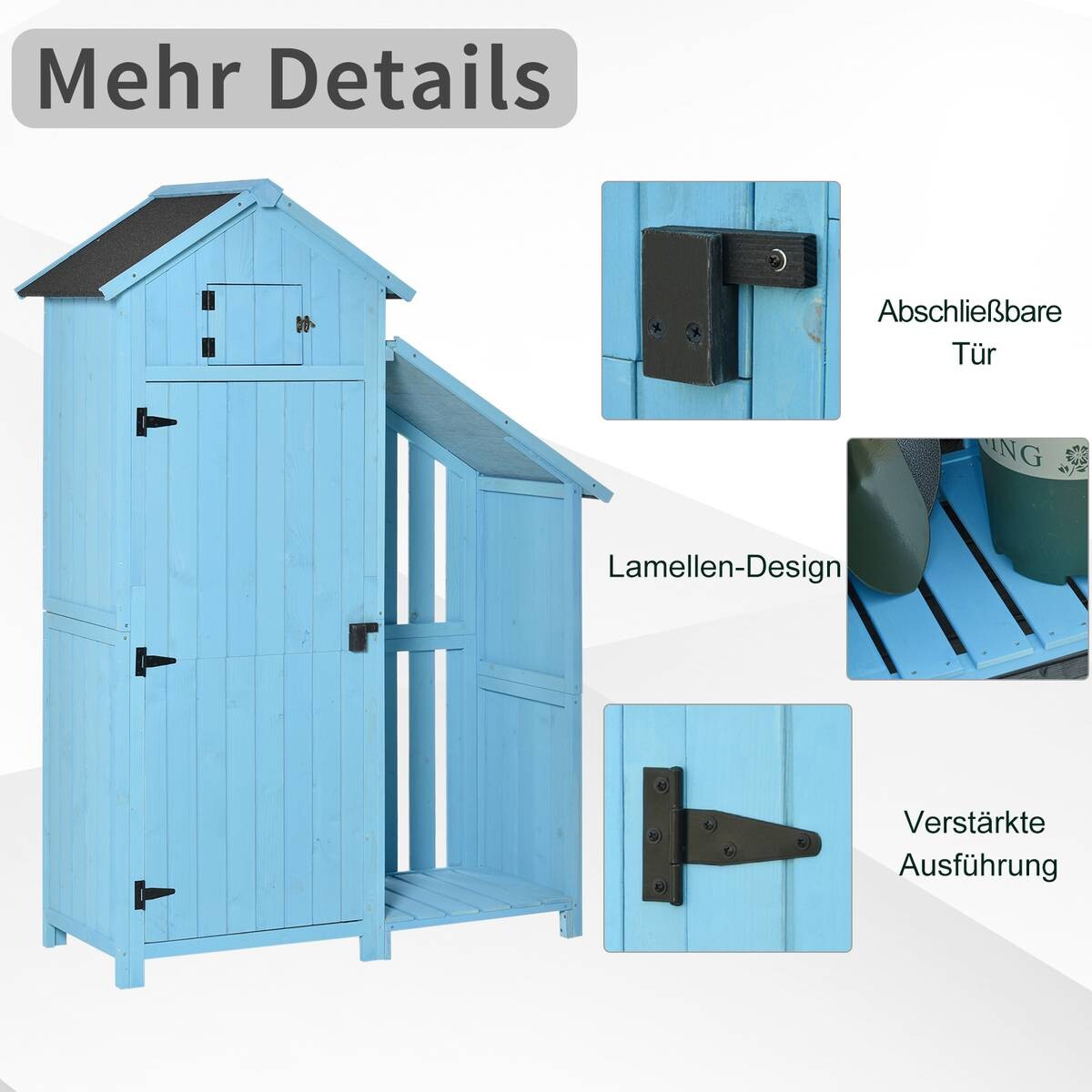 Outsunny Gartenhaus blau B/H/L: ca. 130x180x54,5 cm